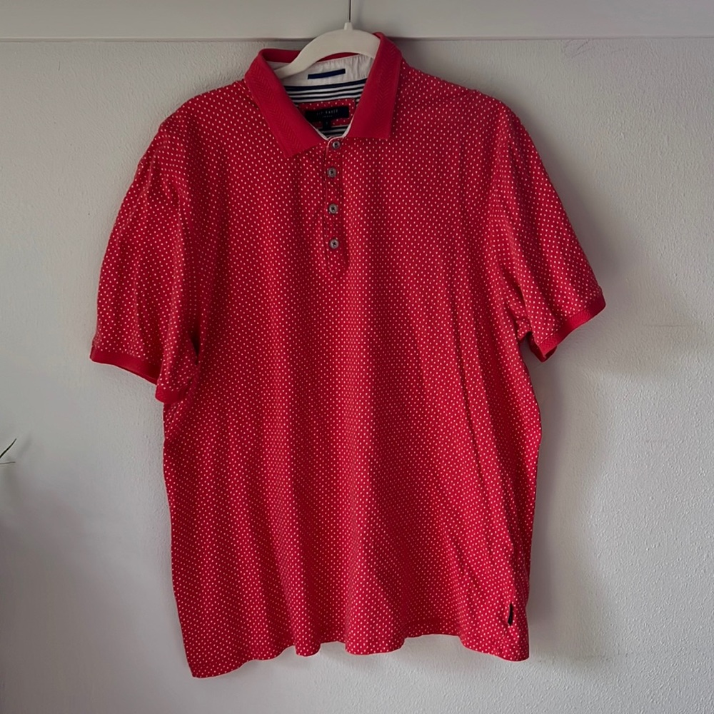 Ted Baker London polo shirt in pink and white triangle pattern